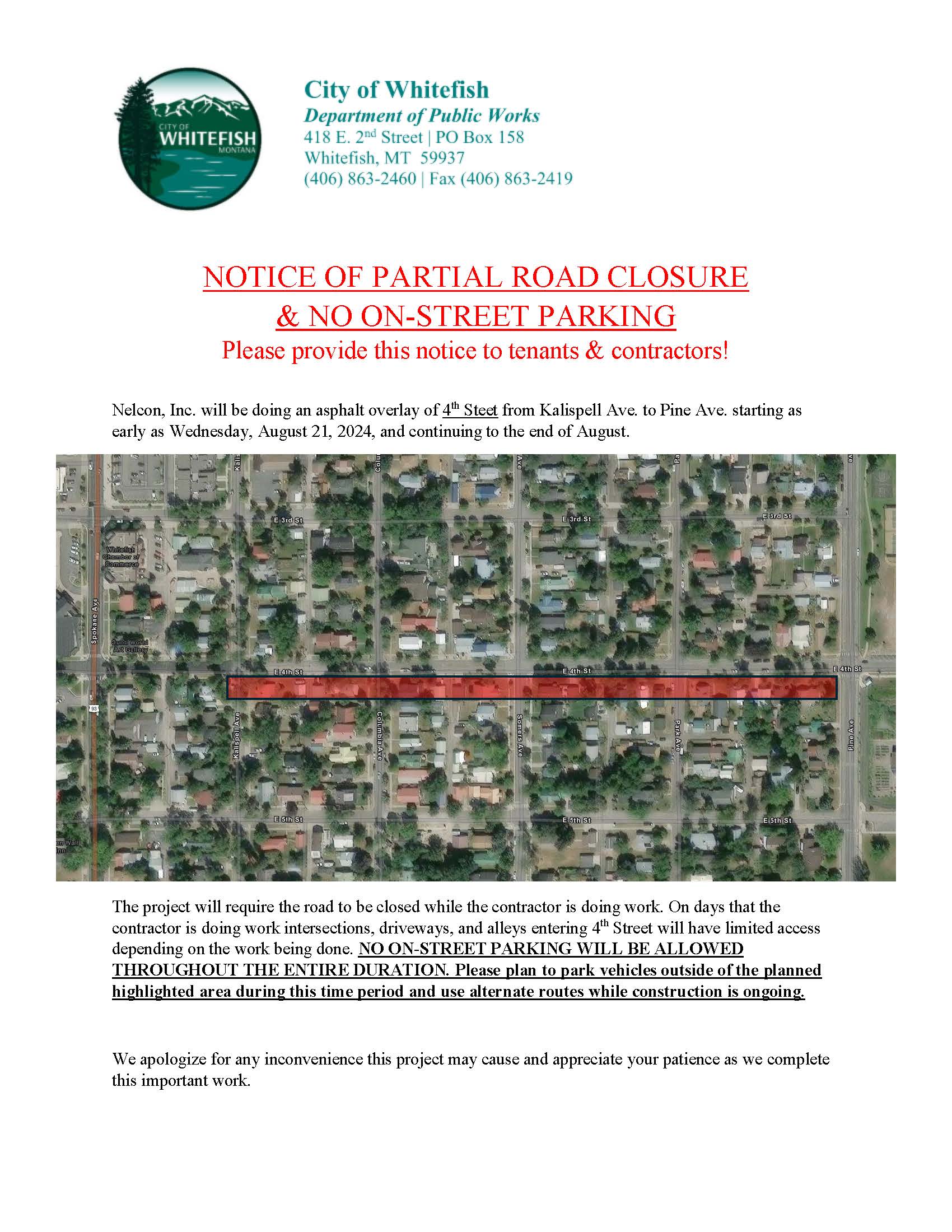 24 Overlay Notice - 4th St Overlay