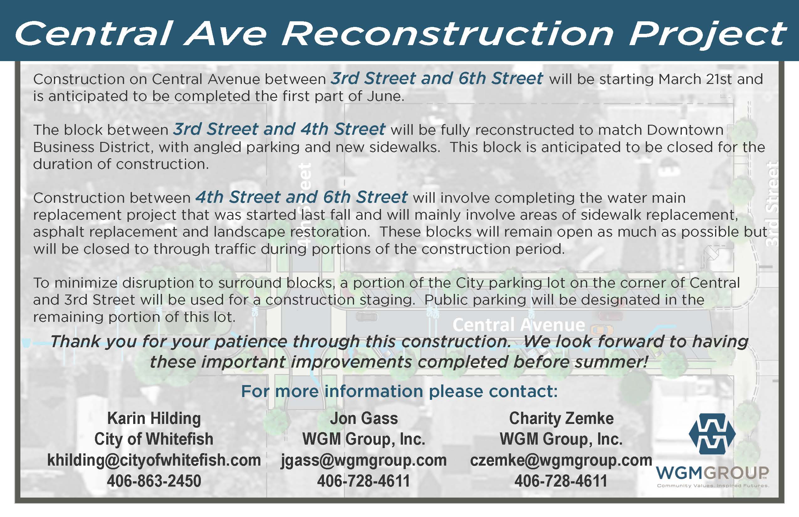 Central Avenue Reconstruction Project Bulletin