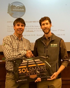 Whitefish Mayor Accepting the Solsmart Bronze Award